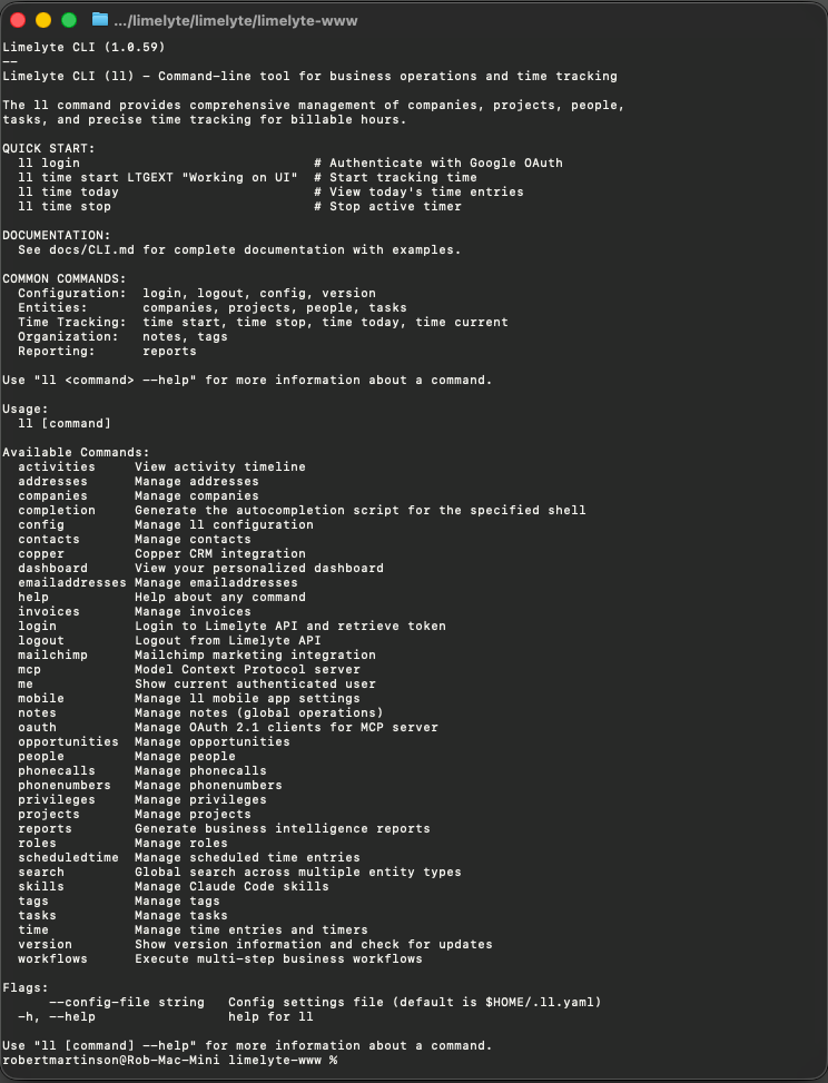 Limelyte CLI - Command-line interface for rapid time tracking and task management