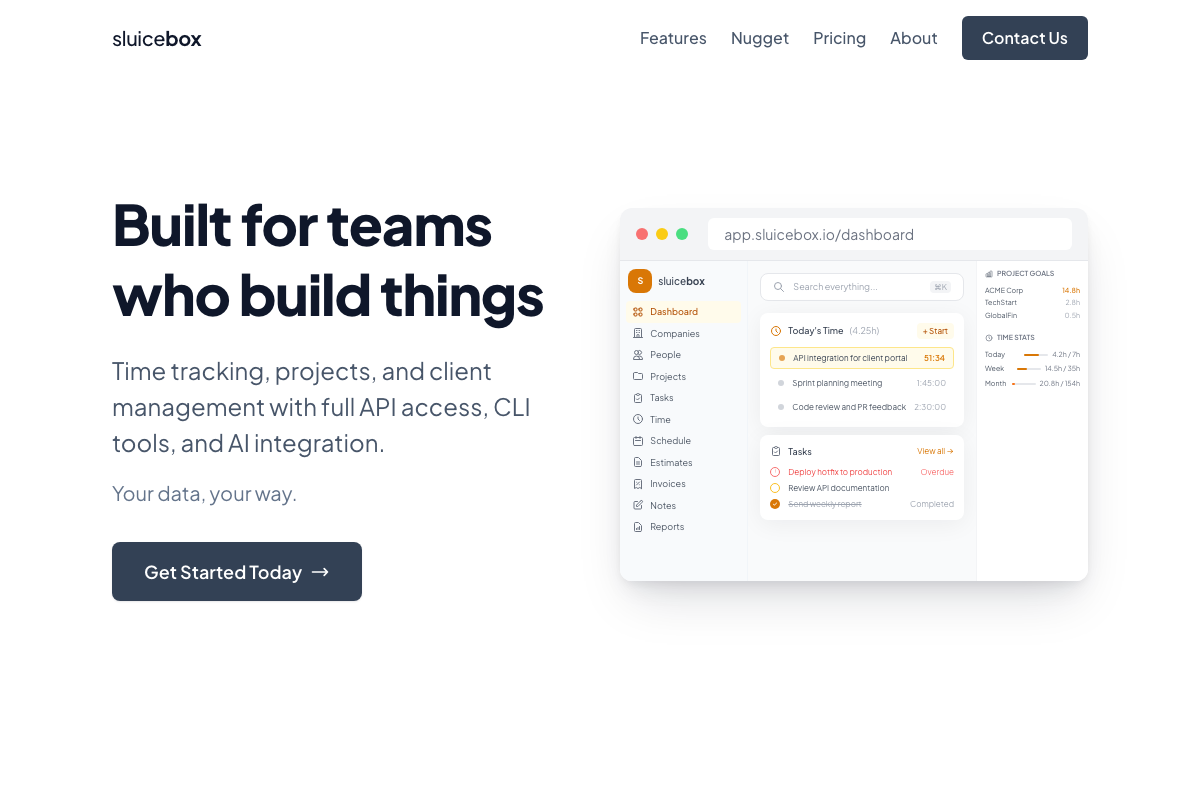 Sluicebox operations platform